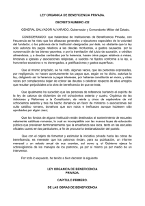 LEY ORGANICA DE BENEFICENCIA PRIVADA. DECRETO
