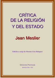 CRÍTICA DE LA RELIGIÓN Y DEL ESTADO Jean Meslier