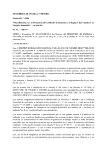MINISTERIO DE ENERGÍA Y MINERÍA Resolución 72/2016