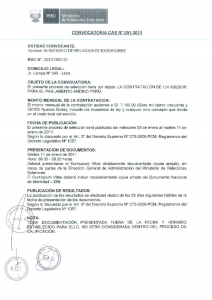 CONVOCATORIA CAS hi“ 001—2011 - Ministerio de Relaciones