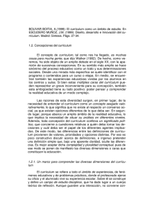 BOLIVAR BOITIA, A.(1999): El currículum como un ámbito de