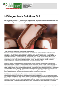 HIS Ingredients Solutions SA