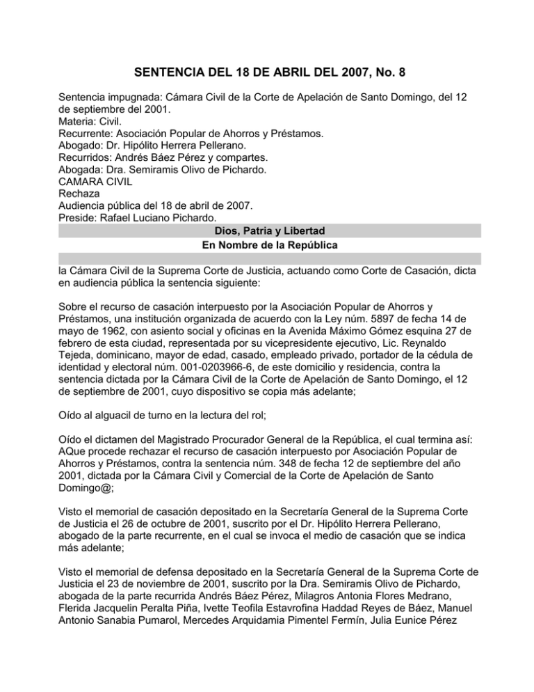 SENTENCIA DEL 18 DE ABRIL DEL 2007, No. 8