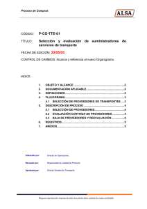 P-CO-TTE-01 Selección y evaluación de suministradores de