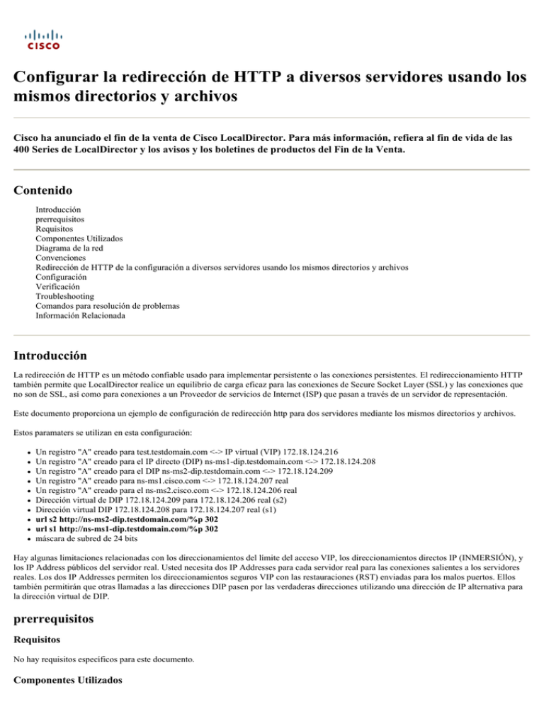 Configurar La Redirección De HTTP A Diversos Servidores Usando Los