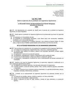 Ley Nro. 836 Sobre el ejercicio de la profesión de Ingenieros