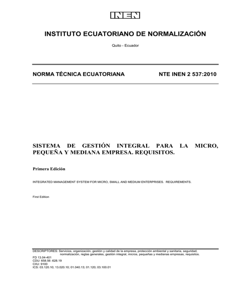 Norma Técnica Ecuatoriana - Servicio Ecuatoriano De Normalización