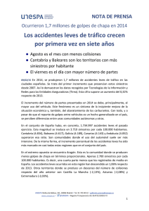 Los accidentes leves de tráfico crecen por primera vez en siete años