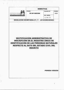 rectificación administrativa de inscripción en el registro