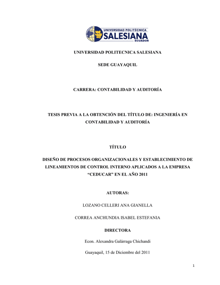 Dise o De Procesos Organizacionales Y Establecimiento De