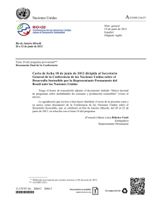 Carta de fecha 18 de junio de 2012 dirigida al Secretario