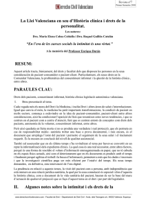 La Llei Valenciana en seu d`Història clínica i drets de la personalitat