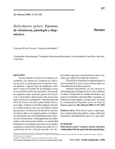 Helicobacter pylori: Factores de virulencia, patología y diagnóstico.
