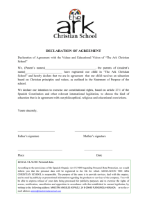 declaration of agreement - The Ark Christian School