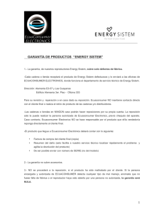 1 GARANTÍA DE PRODUCTOS “ENERGY SISTEM”