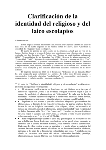 Clarificaci&oacute;n de la identidad del religioso y del laico escolapios