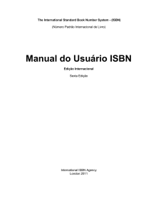 Manual do Usuário ISBN - The International ISBN Agency