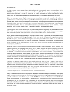 carta a la nación - exa- agencia espacial civil ecuatoriana