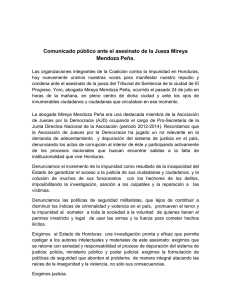 Comunicado público ante el asesinato de la Jueza Mireya Mendoza