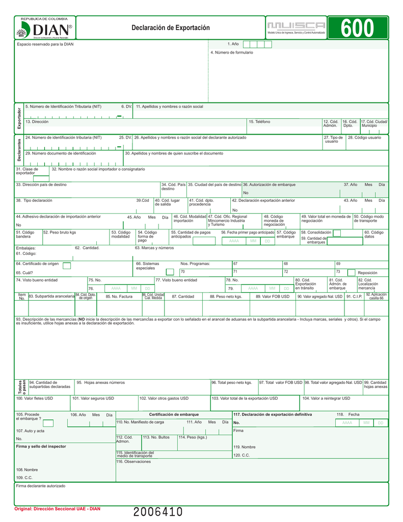 Declaración De Exportación