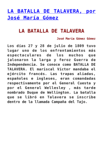 LA BATALLA DE TALAVERA, por José María Gómez,JOSEFINA
