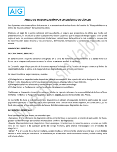 anexo de indemnización por diagnóstico de cáncer