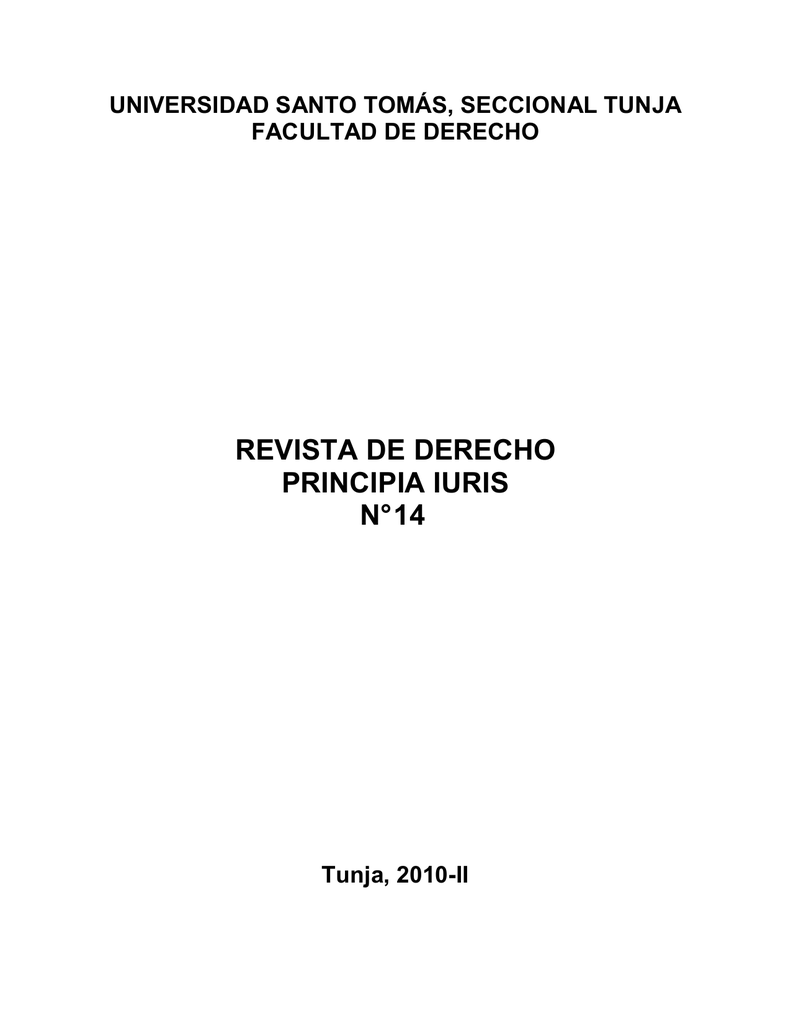 Principia Iuris Revista N 14 Universidad Santo Tomas Seccional