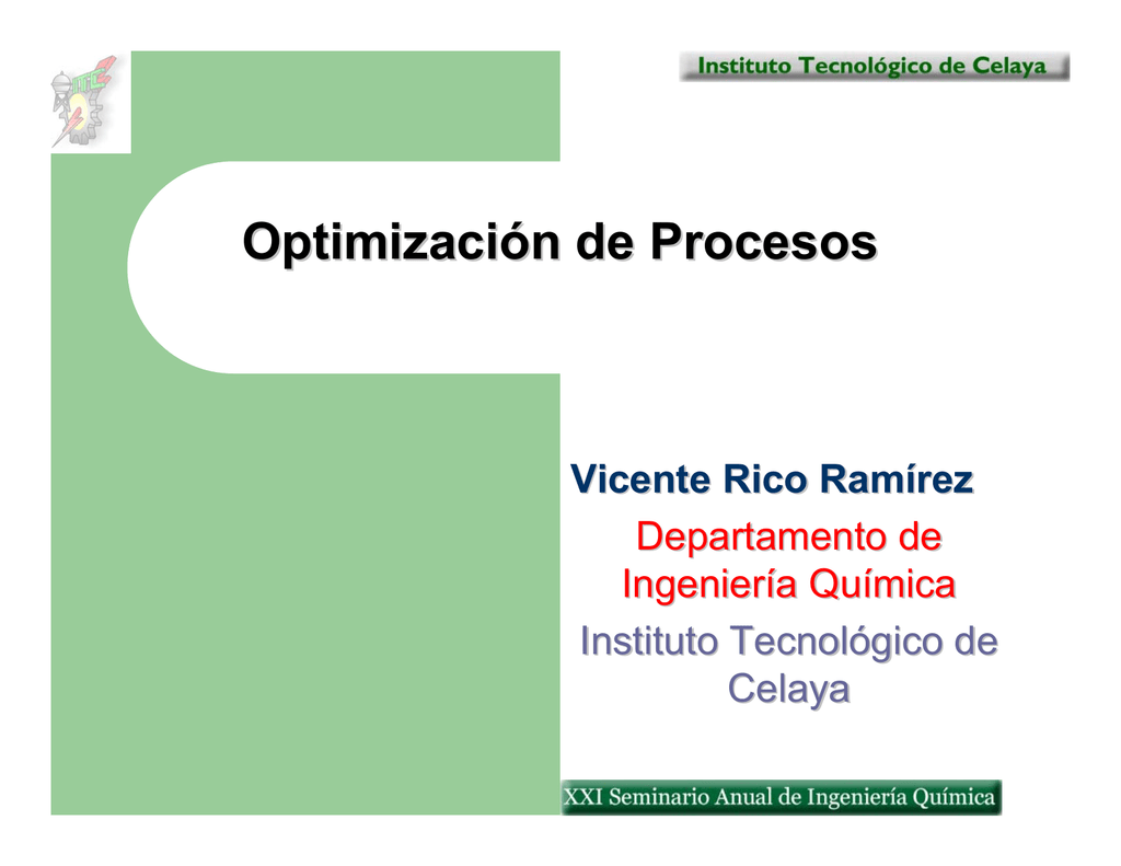 Optimización De Procesos - Departamento De Ingeniería Química