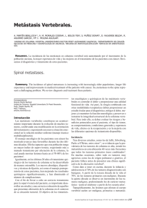 Metástasis Vertebrales. - Revista Cirugía Osteoarticular