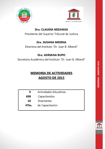 IA-Memoria Agosto De 2015 - Instituto Dr. Juan Bautista Alberdi