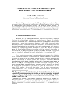 la personalidad jurídica de las confesiones