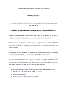 CONVOCATORIA PREMIO INTERNACIONAL DEL REY FAISAL
