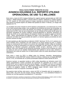 Avianca Holdings SA AVIANCA HOLDINGS SA REPORTÓ