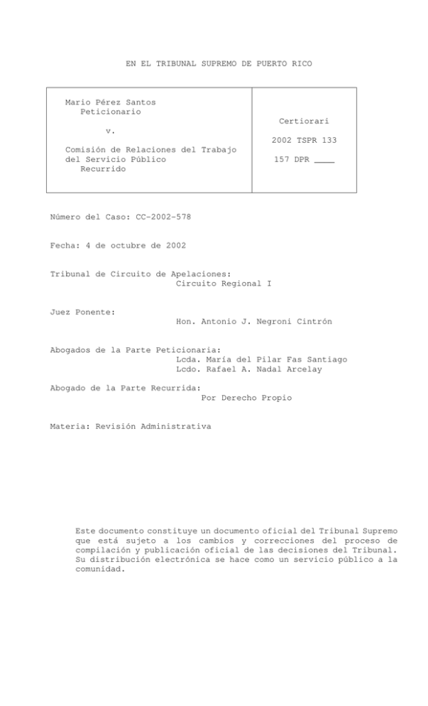 2002 TSPR 133 Portal de la Rama Judicial