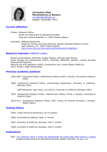Current affiliation Research interests (UNESCO codes) Previous