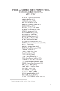 ÍNDICE ALFABÉTICO DE LOS PREMIOS NOBEL