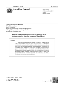 Informe del Relator Especial sobre la situación de los defensores de