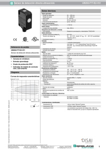 hoja tecnica sensor ultrasonidos deteccion directa mod ub250
