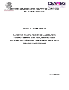 Matrimonio Infantil,Revisión de la Legislación Federal y Estatal.2012