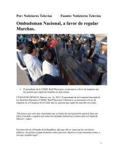 Ombudsman Nacional, a favor de regular Marchas.