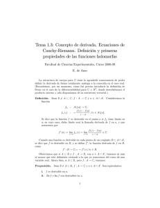 Tema 1.3: Concepto de derivada. Ecuaciones de Cauchy%Riemann
