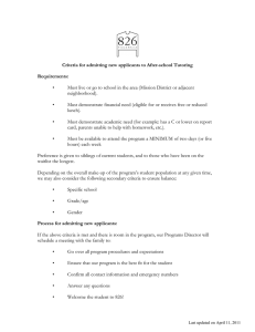 Criteria for admitting new applicants to After-school