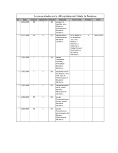 Leyes aprobadas por la LIX Legislatura del Estado de Zacatecas