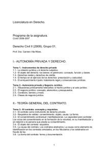 Licenciatura en Derecho. Programa de la asignatura. Derecho Civil II