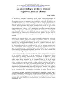 La antropolog&iacute;a pol&iacute;tica: nuevos objetivos, nuevos objetos