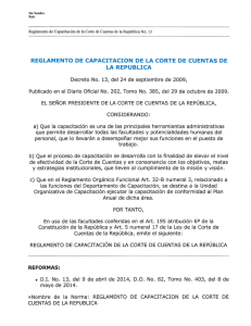 Reglamento de Capacitación de la Corte de Cuentas de la República