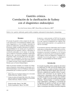 Gastritis crónica. Correlación de la clasificación