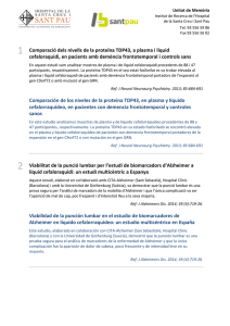 Comparació dels nivells de la proteïna TDP43, a plasma