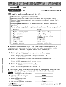 Affirmative and negative words (p. 31) nunca