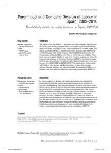 Parenthood and Domestic Division of Labour in Spain, 2002